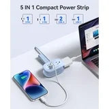 5-in-1 Compact Travel Power Strip, Cruise Ship Approved with 2 AC Outlets & 2 USB Ports (1 USB-C Charge), 3.7ft Cord - Ultra-Portable for Cruise, Hotel, Dorm,Office(Blue)