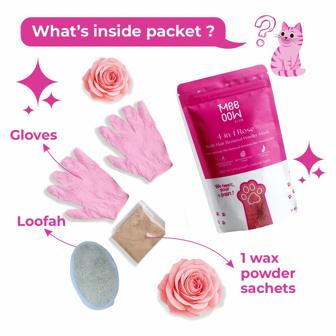 4-in-1 Body Hair Removal Wax Powder Mask