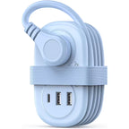 5-in-1 Compact Travel Power Strip, Cruise Ship Approved with 2 AC Outlets & 2 USB Ports (1 USB-C Charge), 3.7ft Cord - Ultra-Portable for Cruise, Hotel, Dorm,Office(Blue)
