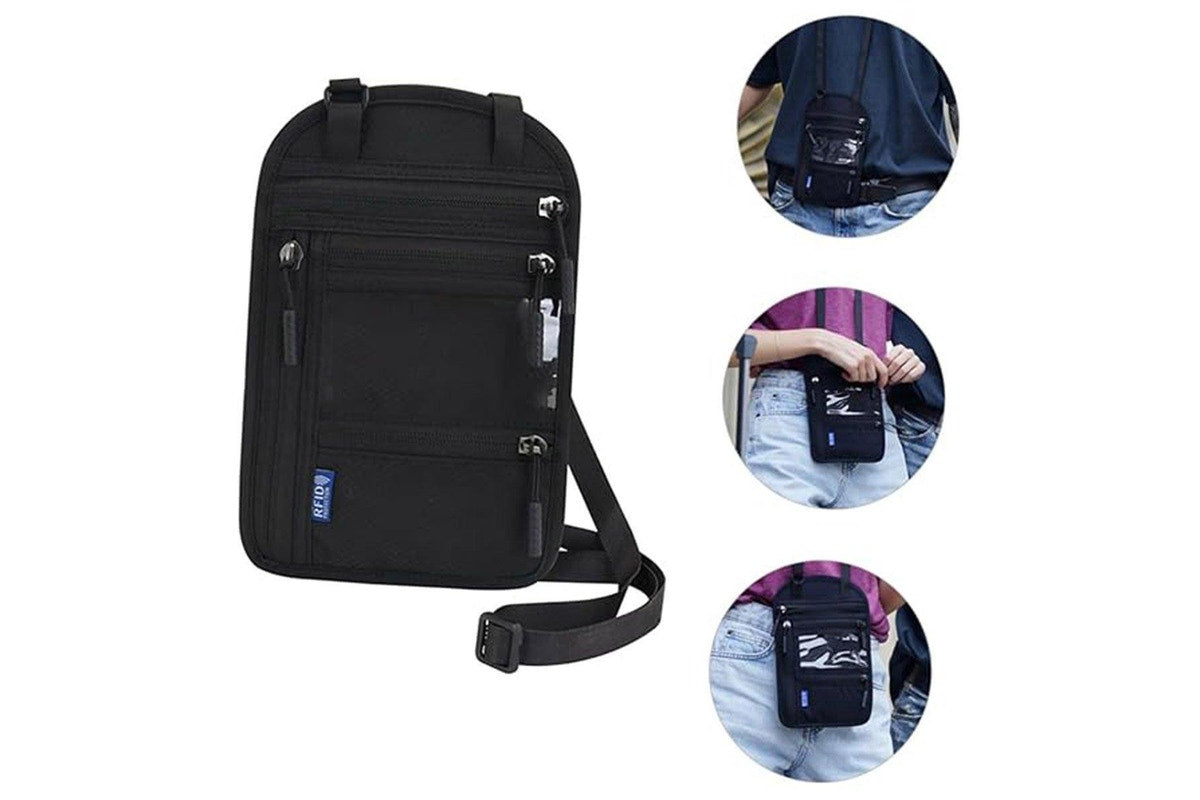 Travel Neck Wallet / Passport Holder – RFID Blocking Crossbody Pouch